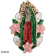 Virgen de Lentejuela Aplicacion Mediana 12" 