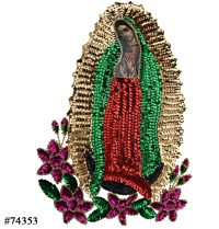 Virgen de Lentejuela Aplicacion Grande 16" 