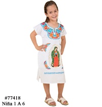 Vestido Bordado Virgen para Nina 1-6 Blanco